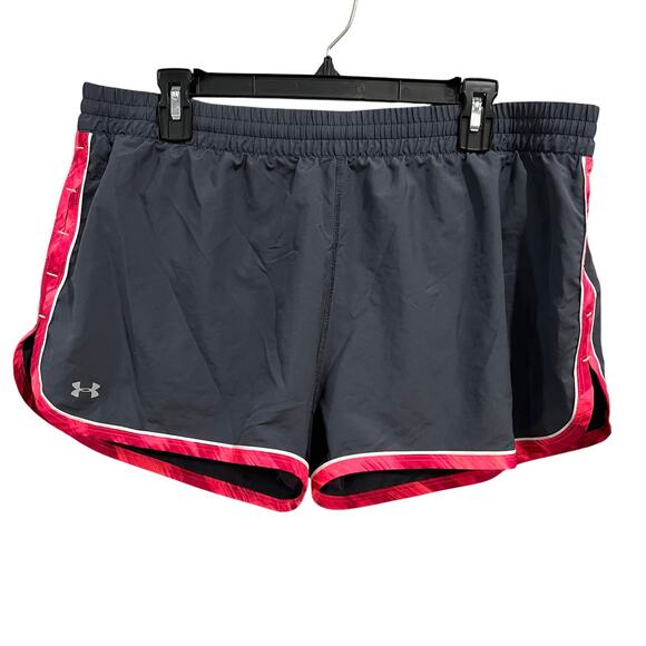 Under Armour Women's Lined Heat Gear Semi Fitted Gray + Pink Athletic Shorts XL - Picture 1 of 5